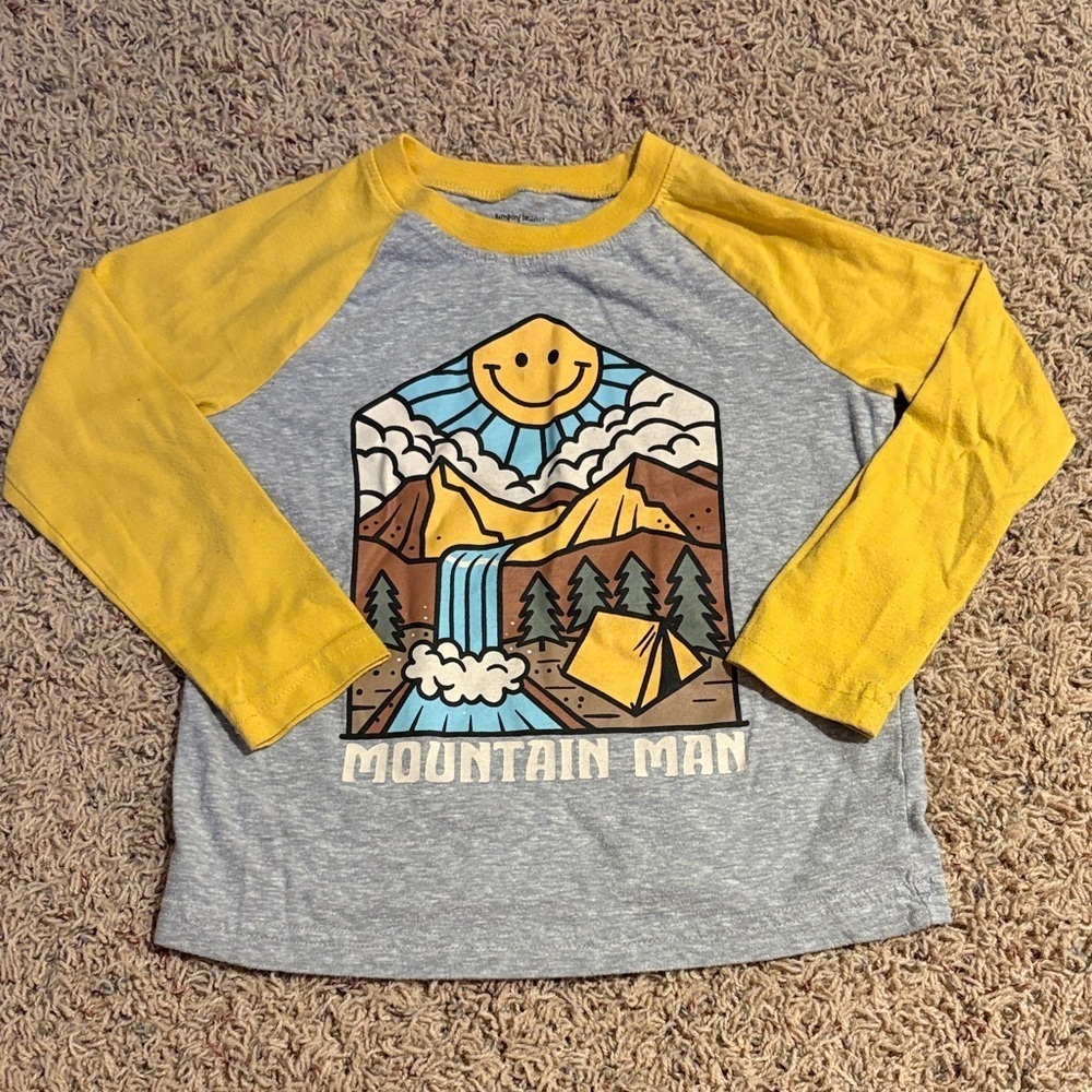 Mountain Man Kids Raglan Shirt - Yellow and Gray Boys Size 4T​​​​